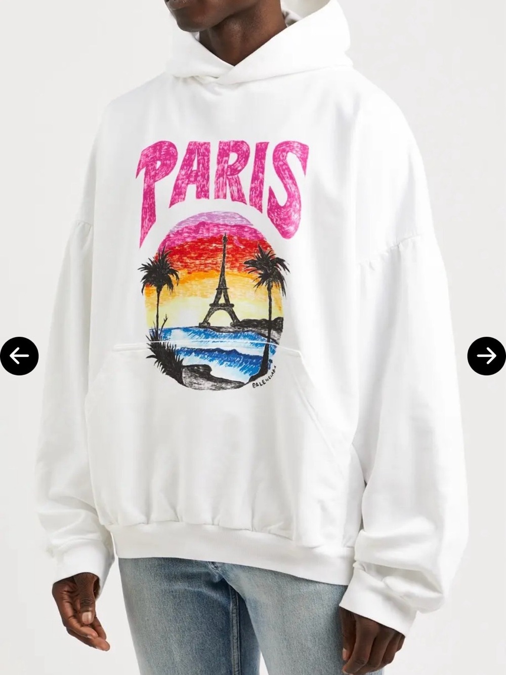 New Balenciaga Paris Tropical White Hoodie size Medium